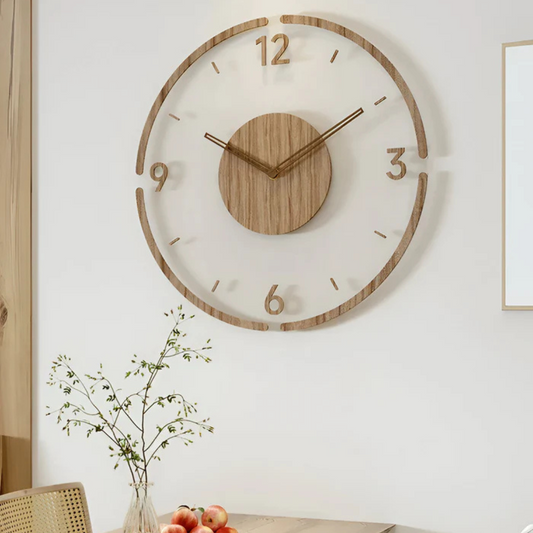Nock - Reloj de pared moderno y elegante de 30 cm en acrílico y madera para una sala de estar elegante