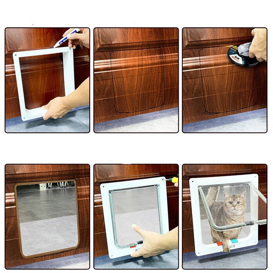 Puerta plegable con puerta para gatos y seguridad óptima para el hogar
