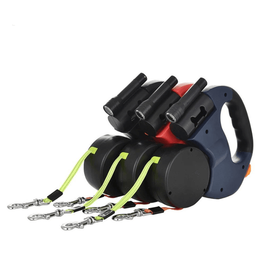 Correa doble para perro con luz LED - Fuerte hasta 30kg para salidas seguras y con estilo