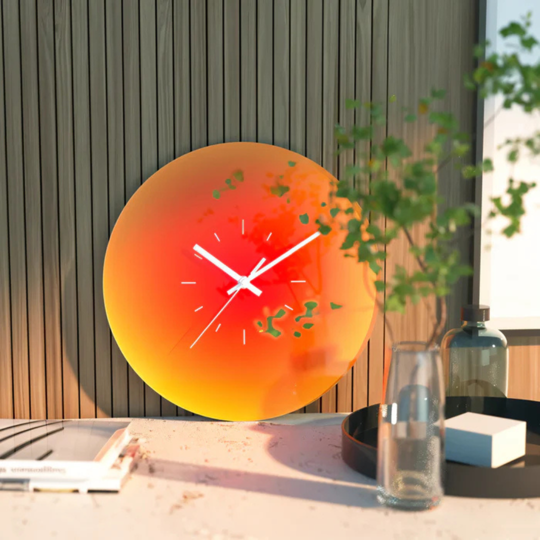 Elegante atardecer - Reloj de pared de vidrio para una atmósfera acogedora