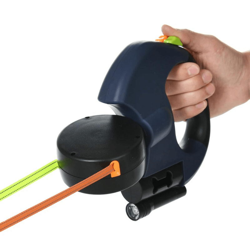 Correa doble para perro con luz LED - Fuerte hasta 30kg para salidas seguras y con estilo