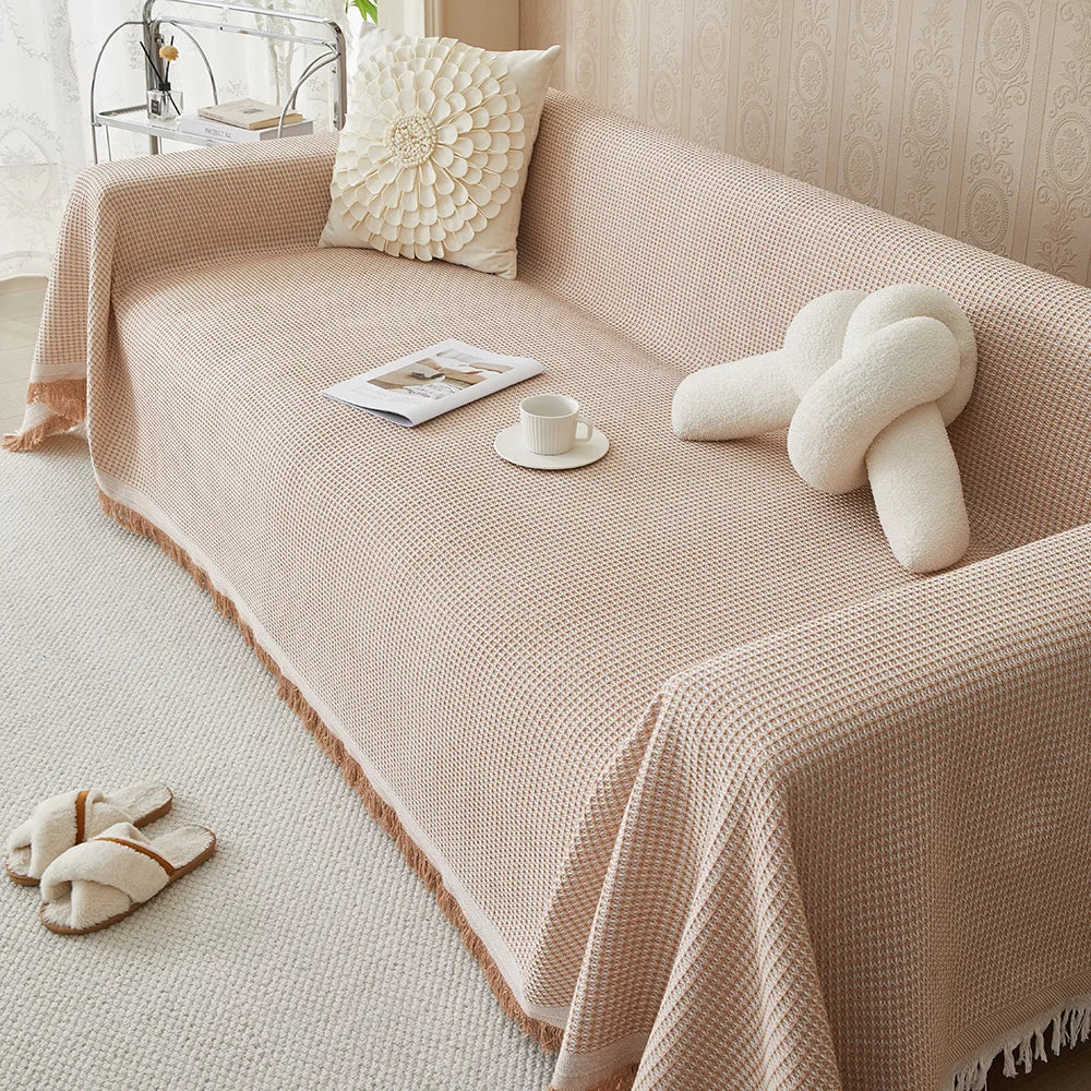Elegante funda de sofá de algodón transpirable - protector de muebles duradero y moderno