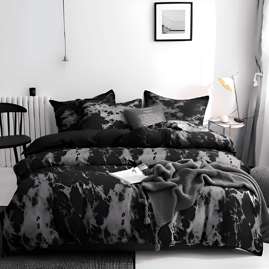 Juego de ropa de cama de mármol de lujo 155x220 cm – funda nórdica y fundas de almohada de microfibra suave de 3 piezas para máxima comodidad