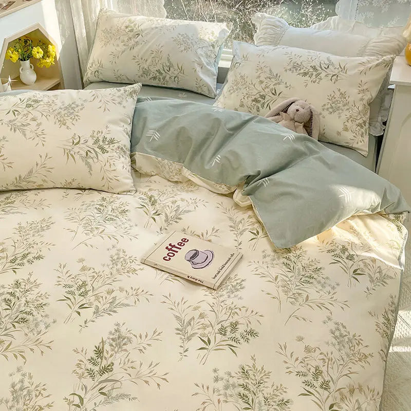 Juego de ropa de cama con flores rosas románticas - Funda de edredón y fundas de almohada de poliéster suave para un dormitorio acogedor