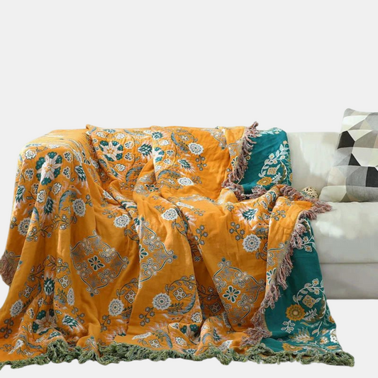 Estiloso Jacquard Bohemio a Cuadros Hecho de Algodón Suave - Perfecto para Ambientes Acogedores