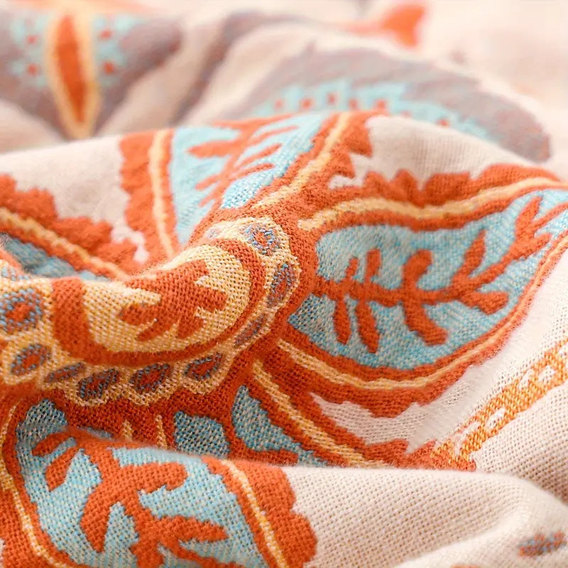 Manta con Estampado Floral Boho – Manta Acogedora y Cálida para Sofá, Cama y Actividades al Aire Libre