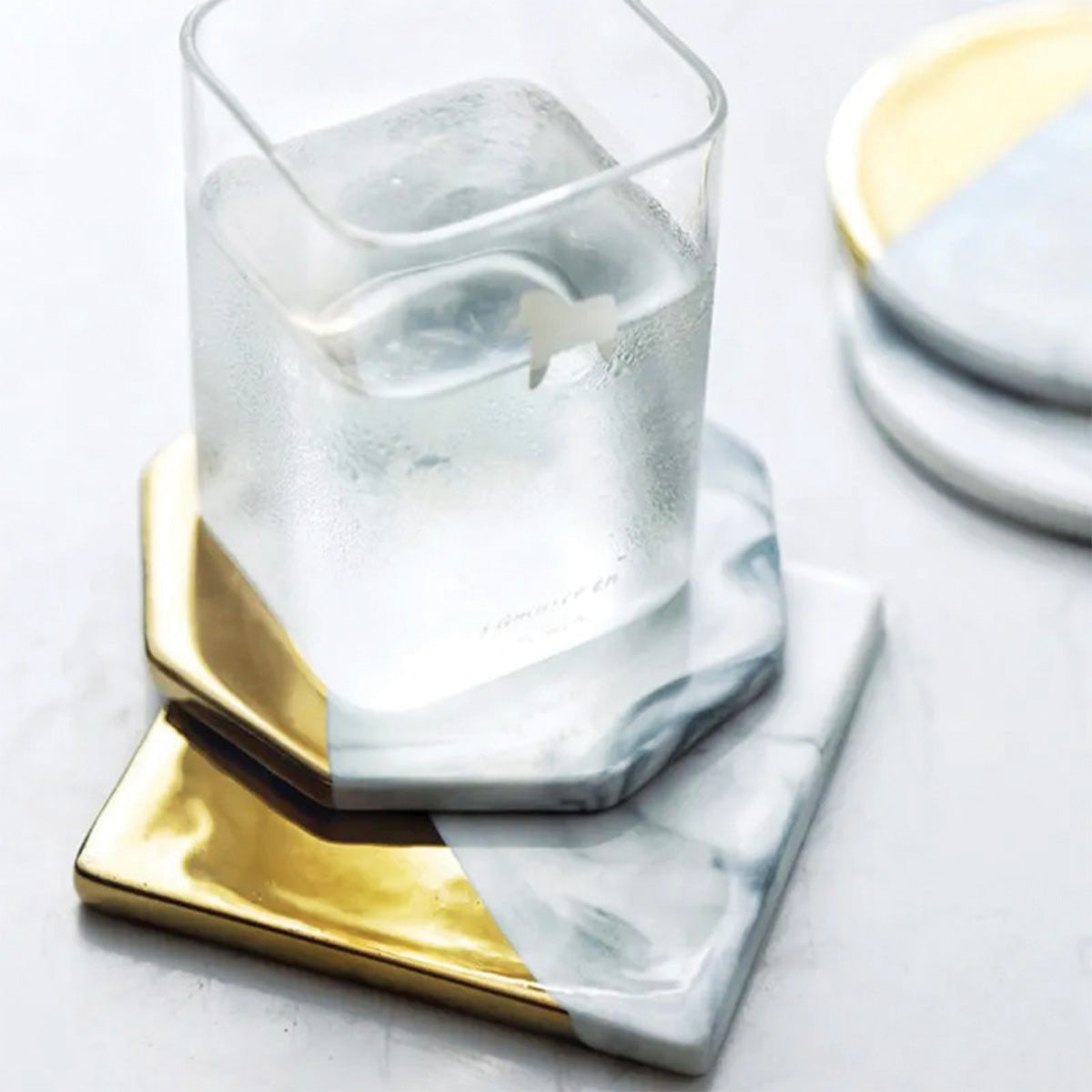 IvoraHome - Magnífico Juego de Posavasos de Mármol Marfil para un Toque de Elegancia en tu Interior