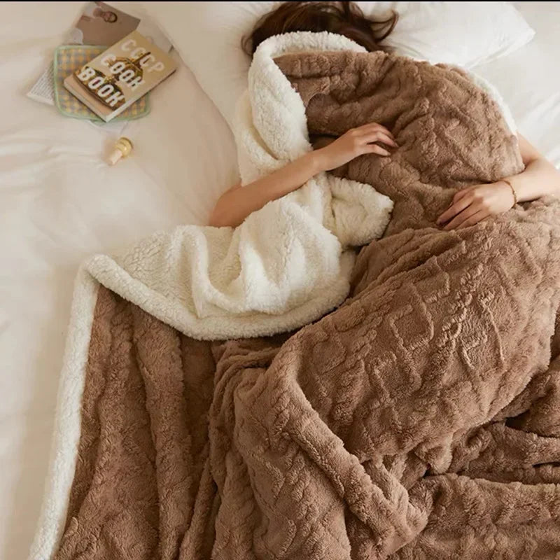 Manta de invierno lujosa de doble capa de lana y forro polar para máxima comodidad y calidez con estilo