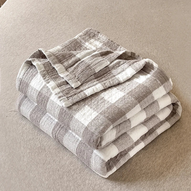 Edredón ligero y transpirable de algodón japonés de tres capas - Manta de cama elegante y cómoda