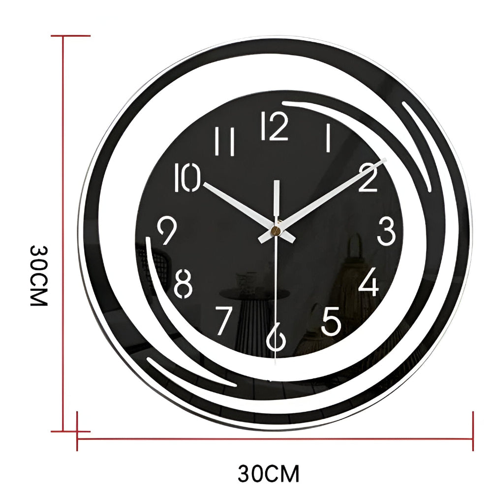 Sorana - Reloj de pared acrílico negro elegante con diseño escandinavo, 30 cm
