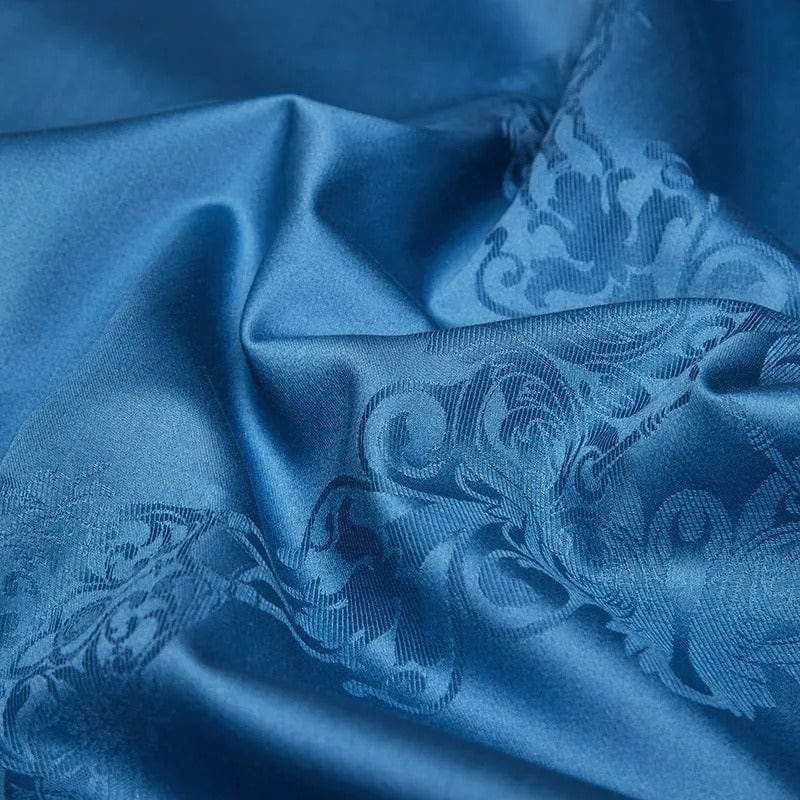 Juego de funda nórdica de algodón egipcio azul de lujo – 200x230 cm con 2 fundas de almohada elegantes