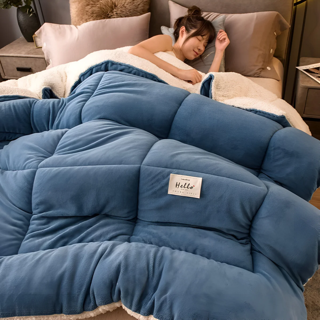 Juego de ropa de cama de forro polar de lujo 155x220 cm – Máximo confort, suave y cálido para una fiesta de sueño acogedora