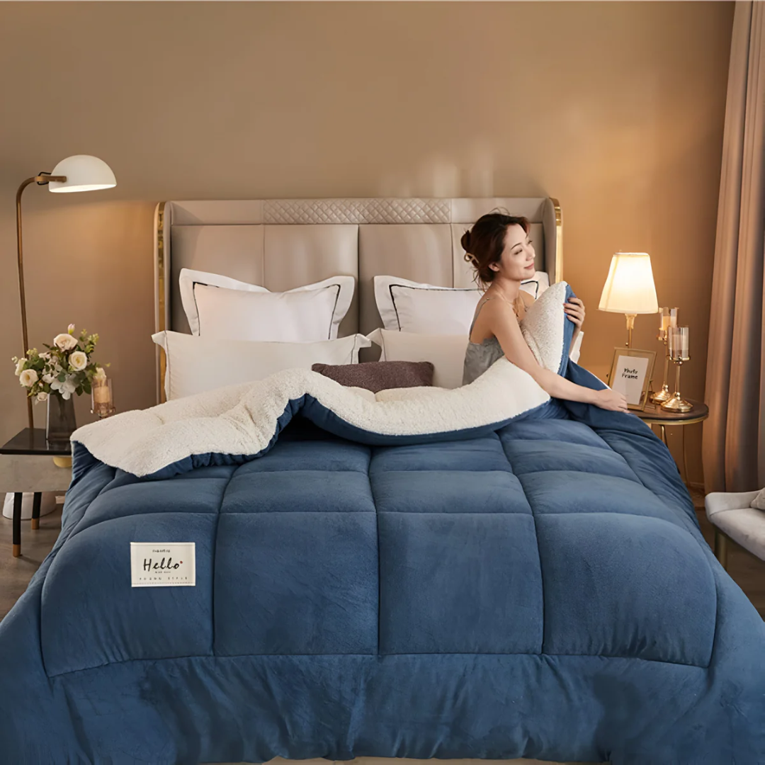 Juego de ropa de cama de forro polar de lujo 155x220 cm – Máximo confort, suave y cálido para una fiesta de sueño acogedora