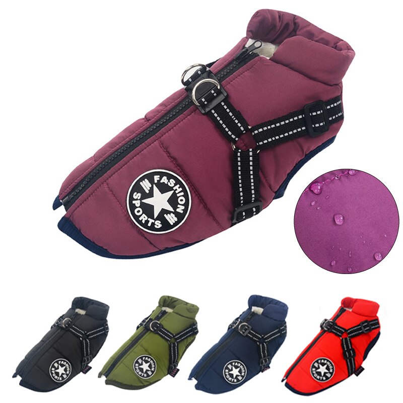 Abrigo de perro de lujo impermeable con aislamiento acogedor para mayor calidez