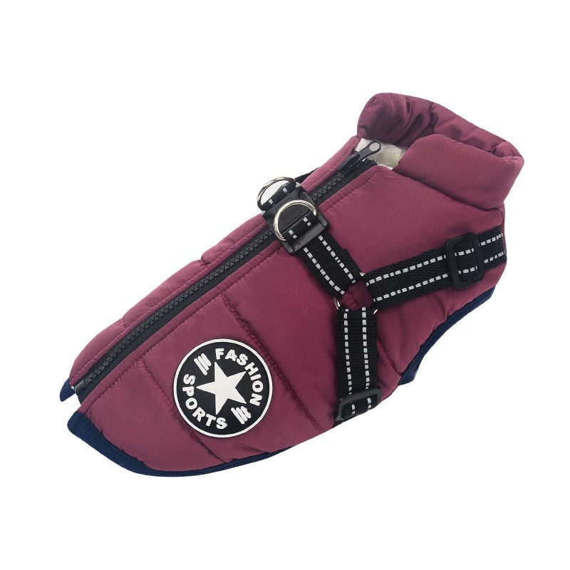 Abrigo de perro de lujo impermeable con aislamiento acogedor para mayor calidez