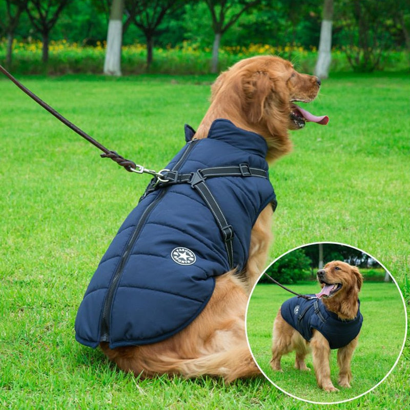Abrigo de perro de lujo impermeable con aislamiento acogedor para mayor calidez