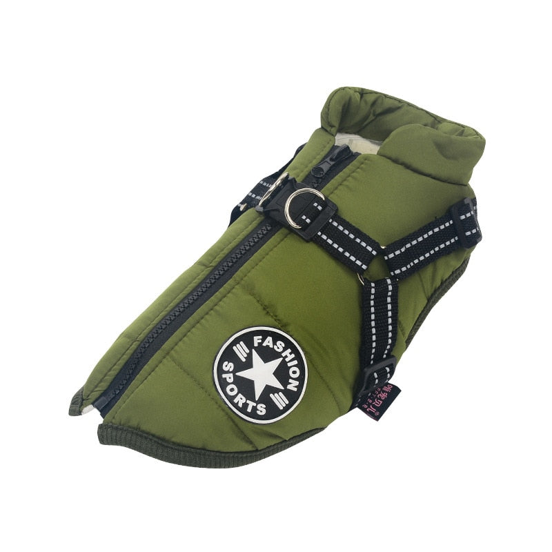 Abrigo de perro de lujo impermeable con aislamiento acogedor para mayor calidez
