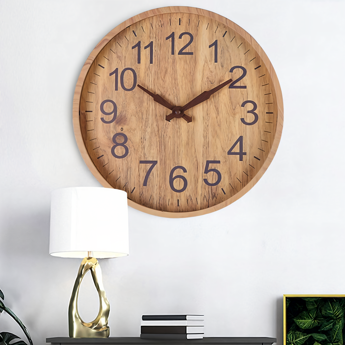 Reloj de pared de madera elegante con movimiento silencioso para cocina y sala de estar
