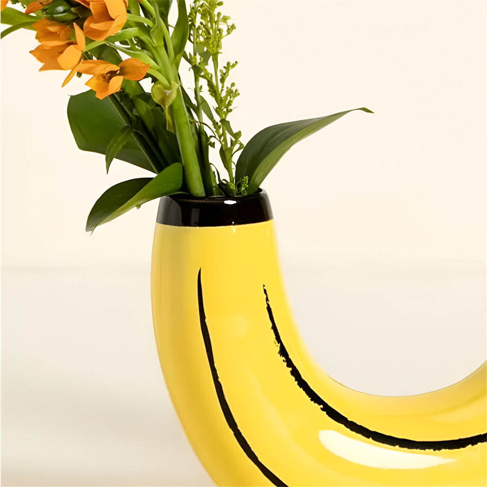 Seralith - Jarrón decorativo moderno único en forma de plátano para interiores elegantes
