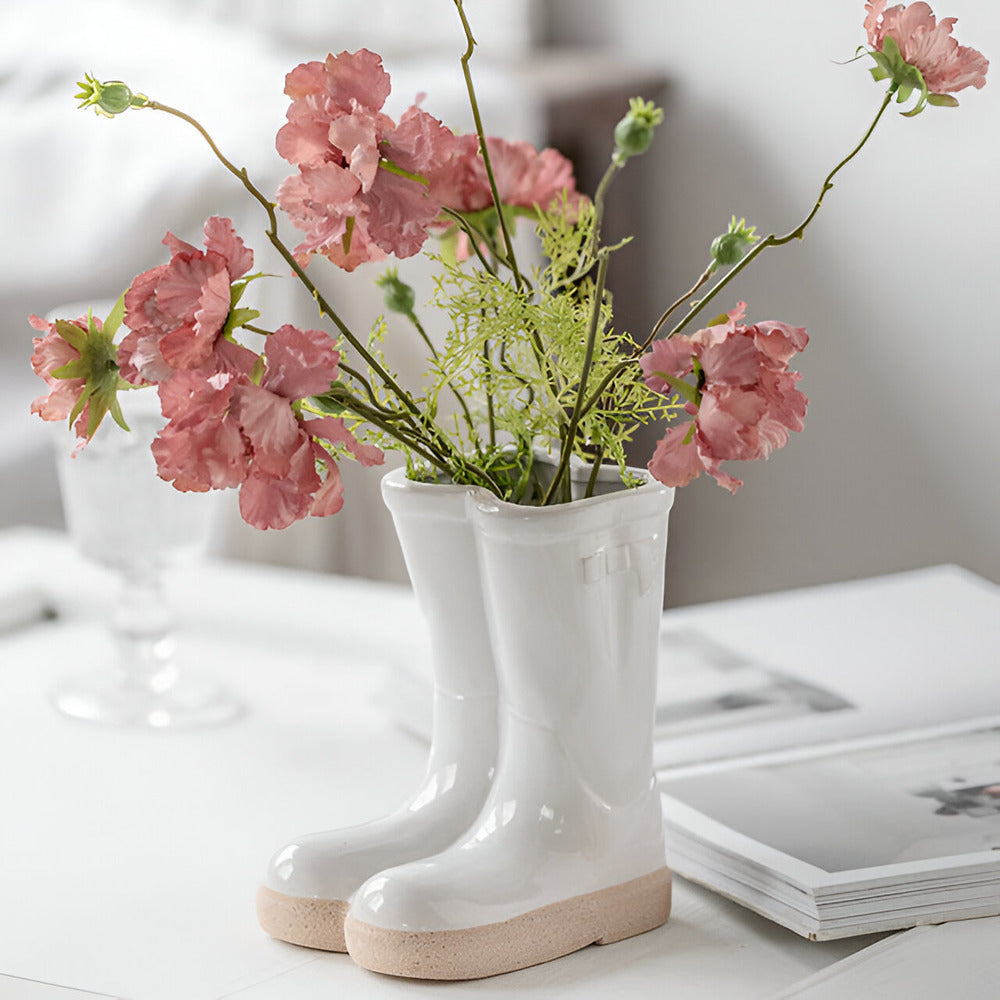 Minthara - hermoso jarrón de cerámica en forma única de bota para decoración elegante