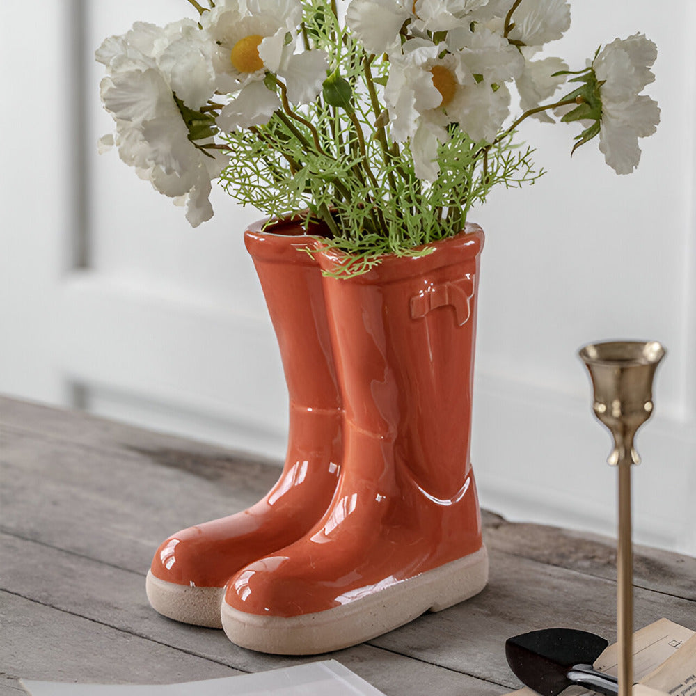Minthara - hermoso jarrón de cerámica en forma única de bota para decoración elegante