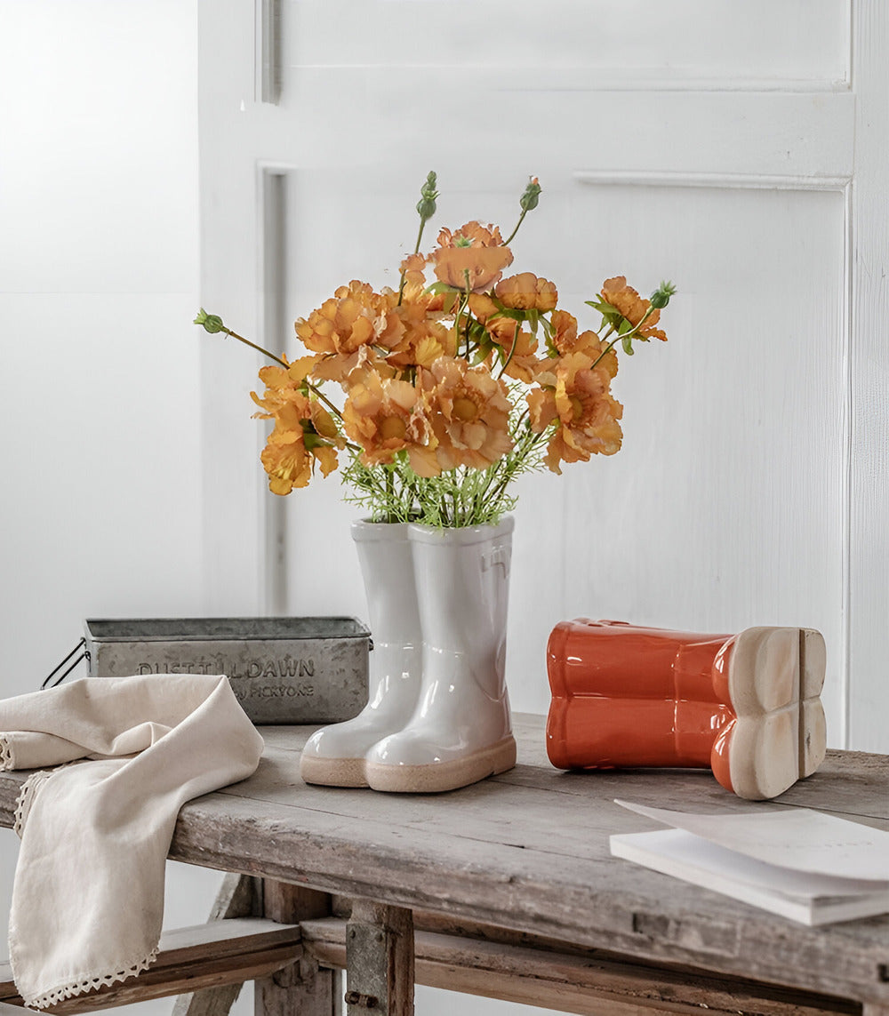 Minthara - hermoso jarrón de cerámica en forma única de bota para decoración elegante
