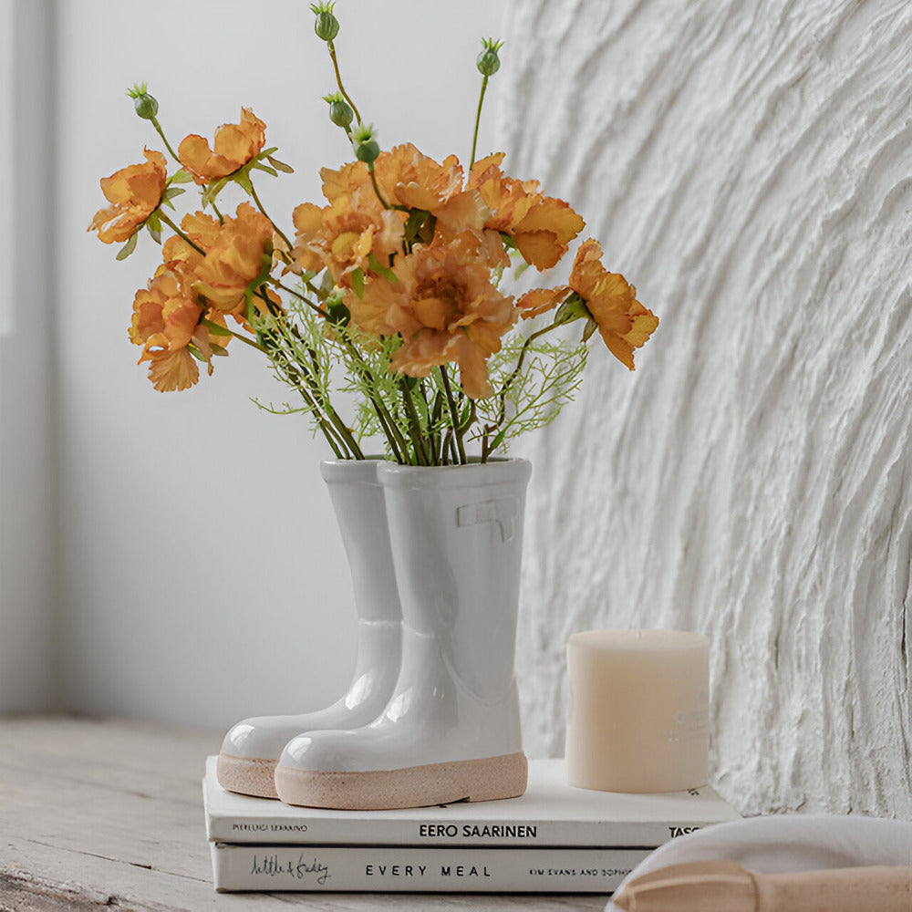 Minthara - hermoso jarrón de cerámica en forma única de bota para decoración elegante