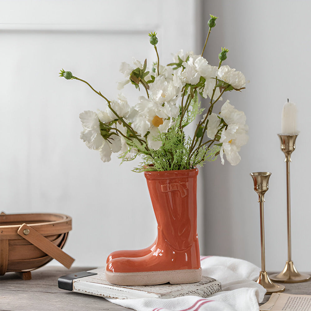 Minthara - hermoso jarrón de cerámica en forma única de bota para decoración elegante