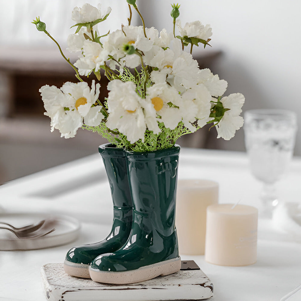 Minthara - hermoso jarrón de cerámica en forma única de bota para decoración elegante