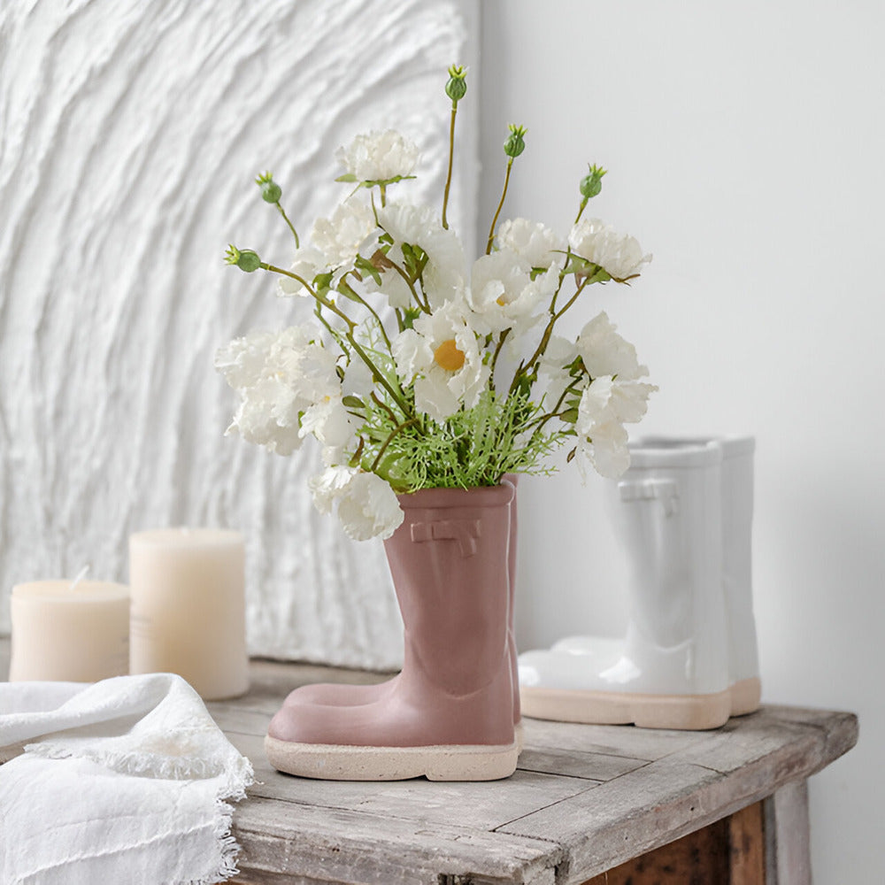 Minthara - hermoso jarrón de cerámica en forma única de bota para decoración elegante