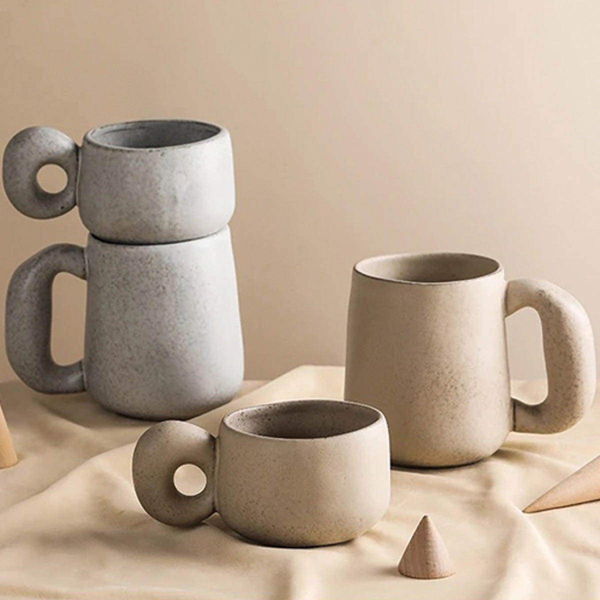 Tazas de piedra hechas a mano Louv - Vajilla cerámica única para un toque de elegancia