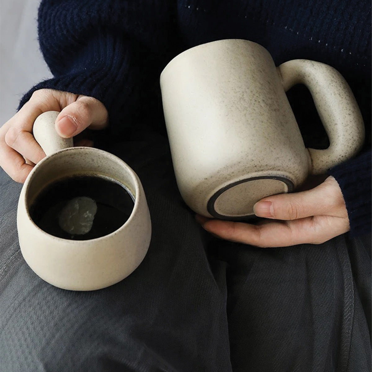 Tazas de piedra hechas a mano Louv - Vajilla cerámica única para un toque de elegancia