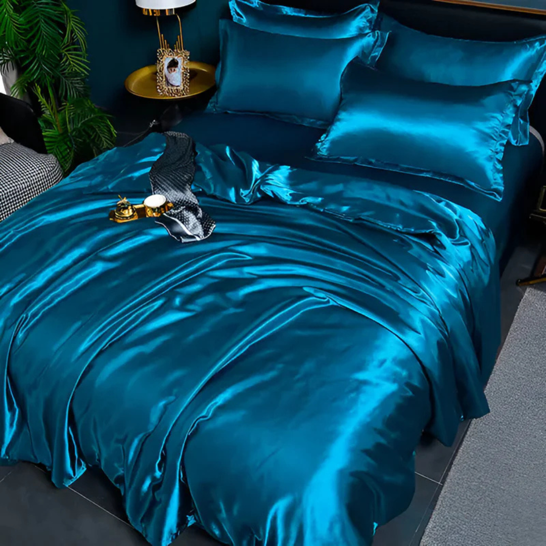 Lujosas sábanas de cama sedosas | Comodidad transpirable, suave y elegante para el dormitorio