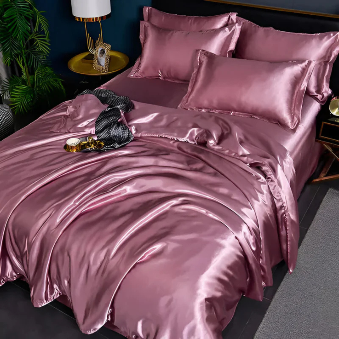 Lujosas sábanas de cama sedosas | Comodidad transpirable, suave y elegante para el dormitorio