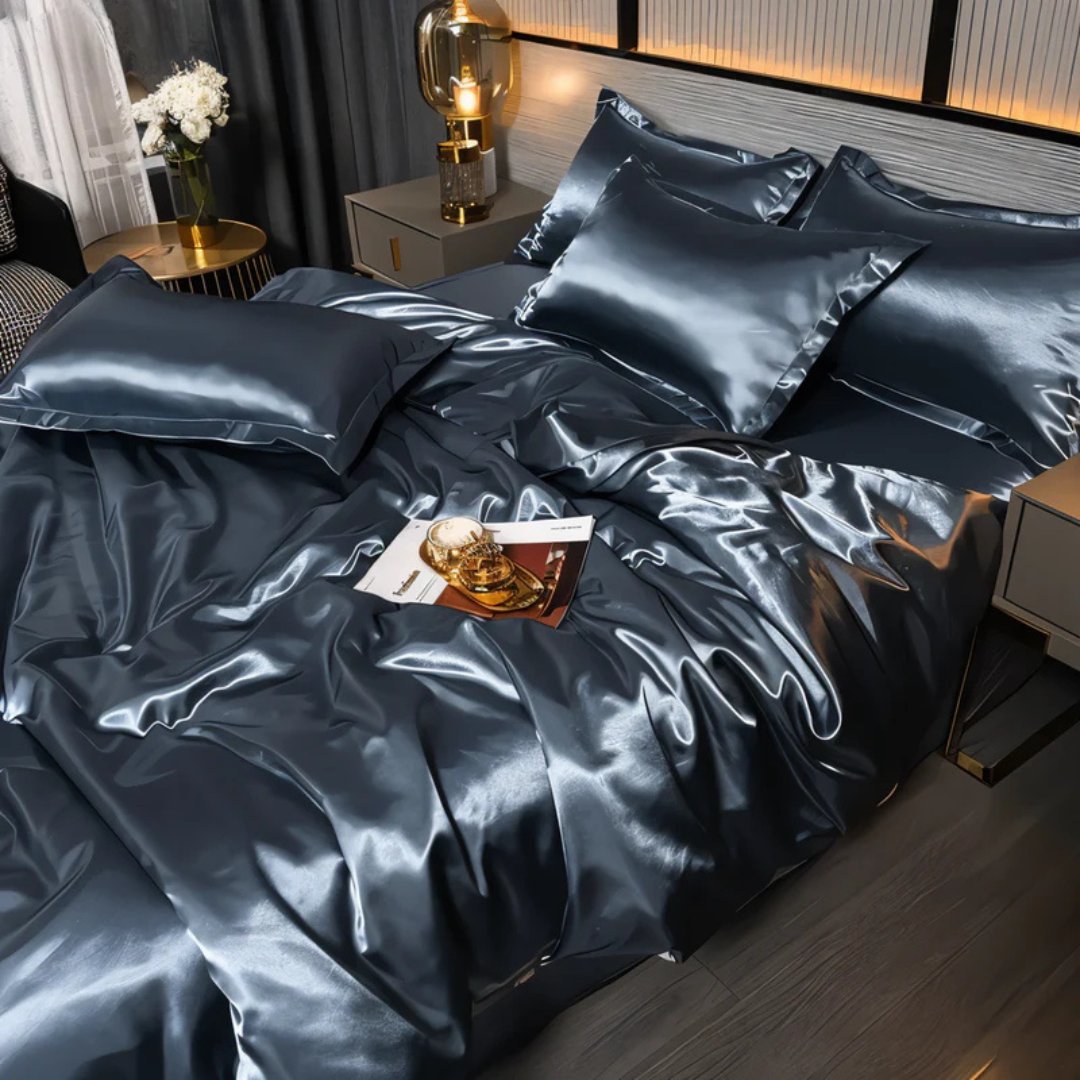 Lujosas sábanas de cama sedosas | Comodidad transpirable, suave y elegante para el dormitorio