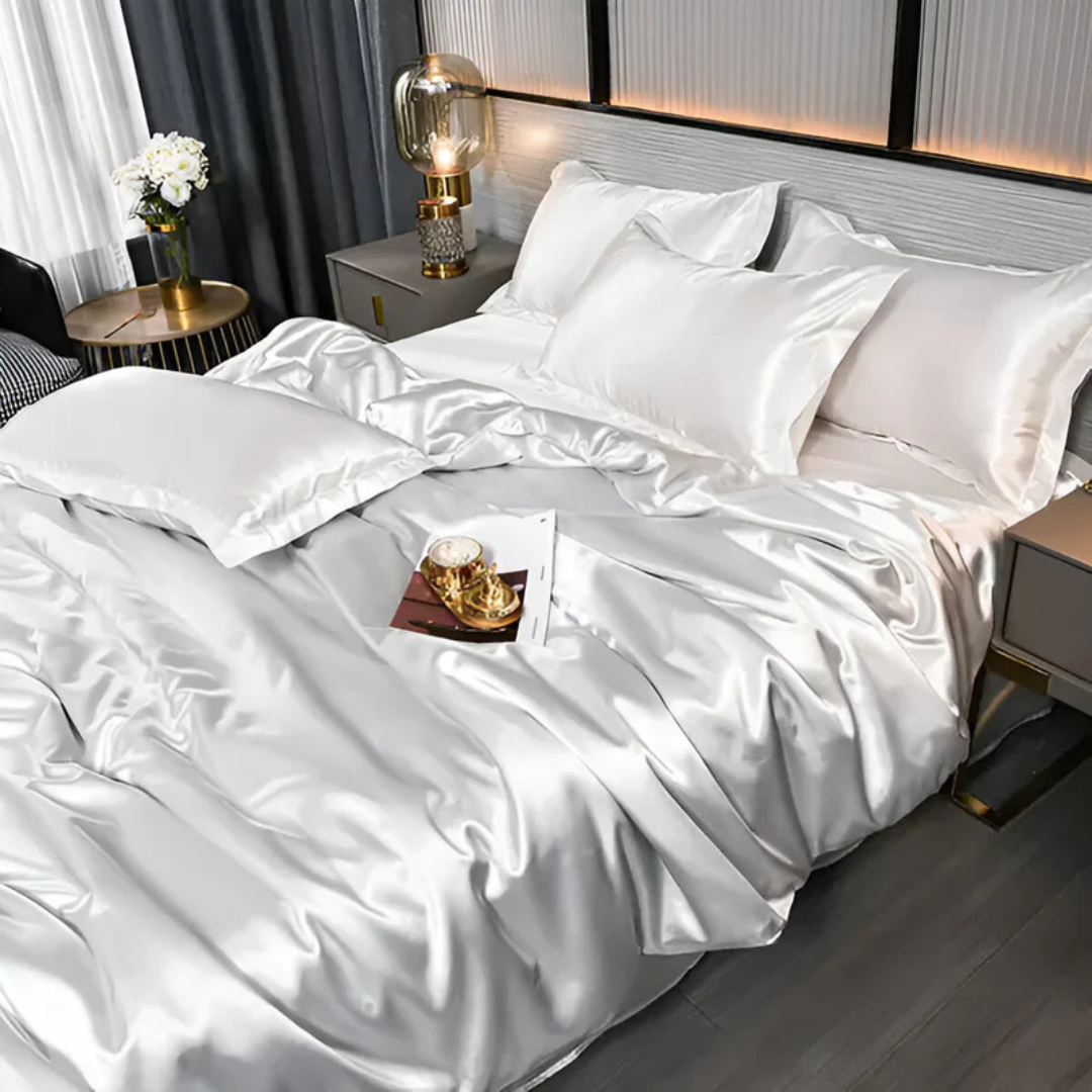 Lujosas sábanas de cama sedosas | Comodidad transpirable, suave y elegante para el dormitorio