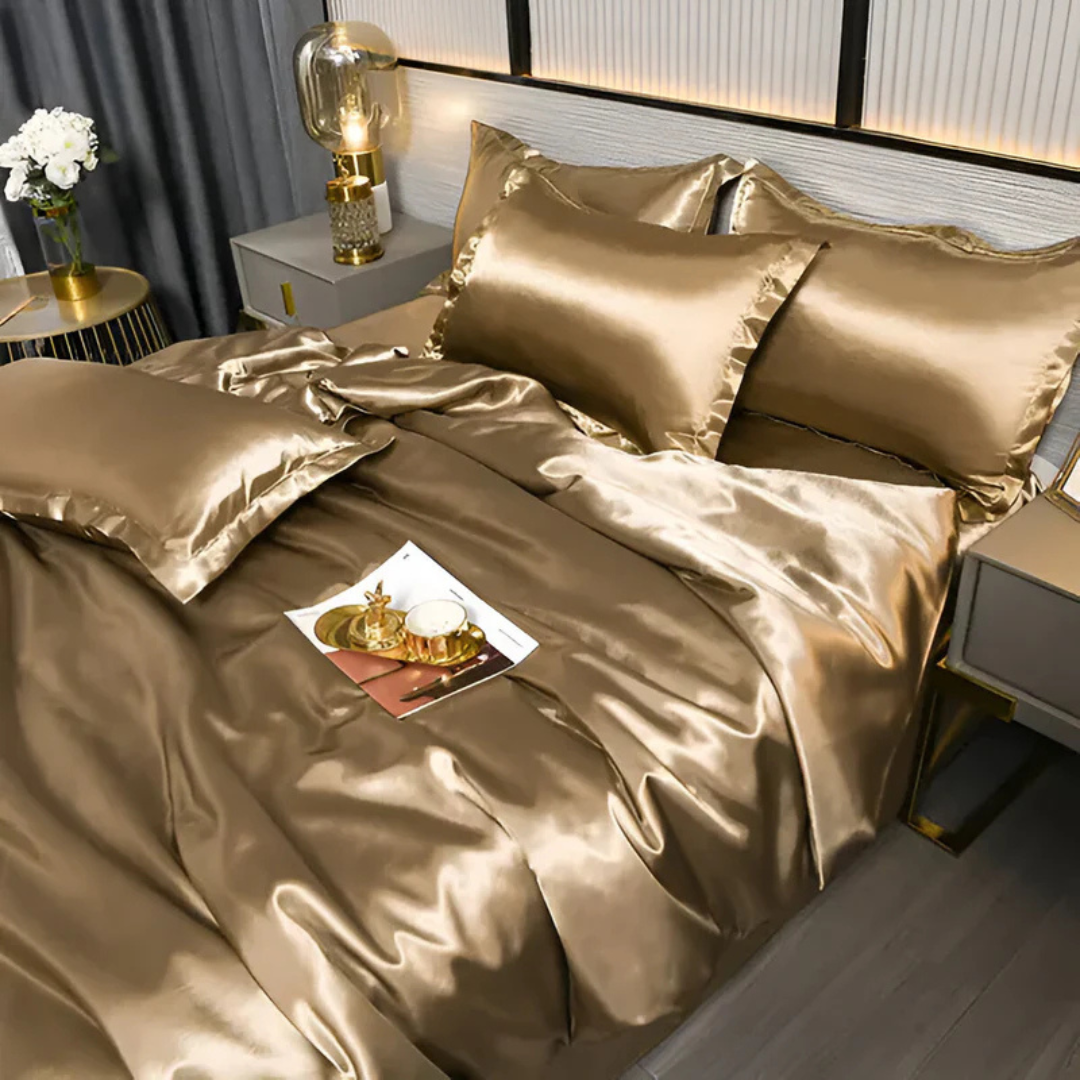 Lujosas sábanas de cama sedosas | Comodidad transpirable, suave y elegante para el dormitorio