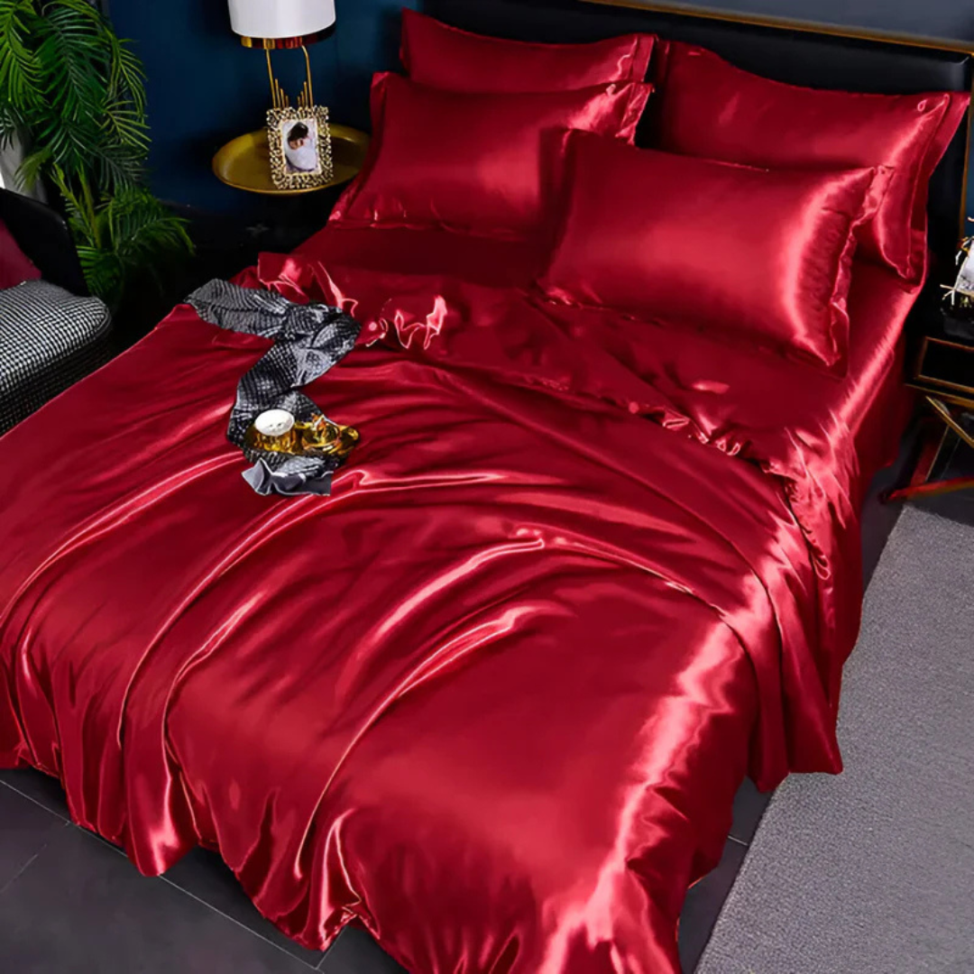 Lujosas sábanas de cama sedosas | Comodidad transpirable, suave y elegante para el dormitorio