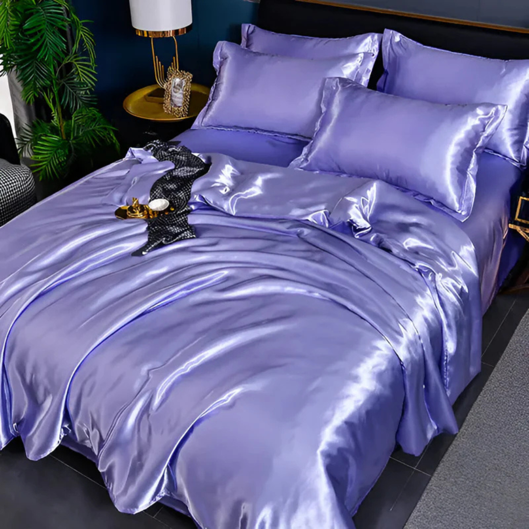 Lujosas sábanas de cama sedosas | Comodidad transpirable, suave y elegante para el dormitorio