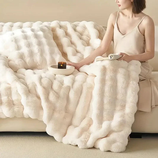 Manta de invierno lujosa para cama y sofá – piel sintética suave reversible para máxima comodidad
