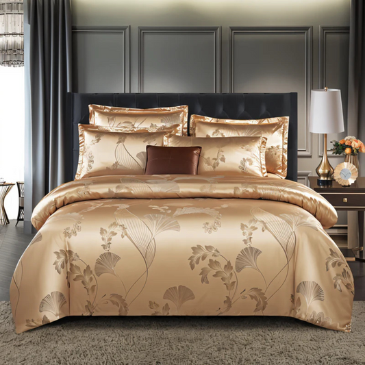 Elegante cubrecama de satén con patrón jacquard – ropa de cama sedosa, suave y transpirable para dormitorios de lujo