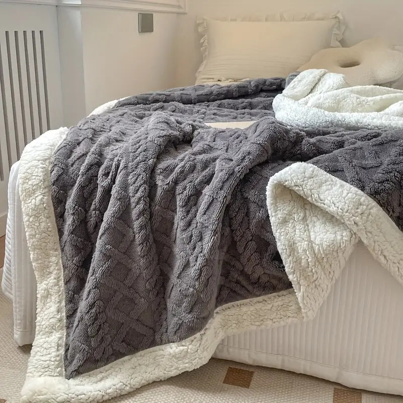 Manta de forro polar Sherpa suave - Edredón reversible de lujo para calidez y comodidad en casa y al aire libre