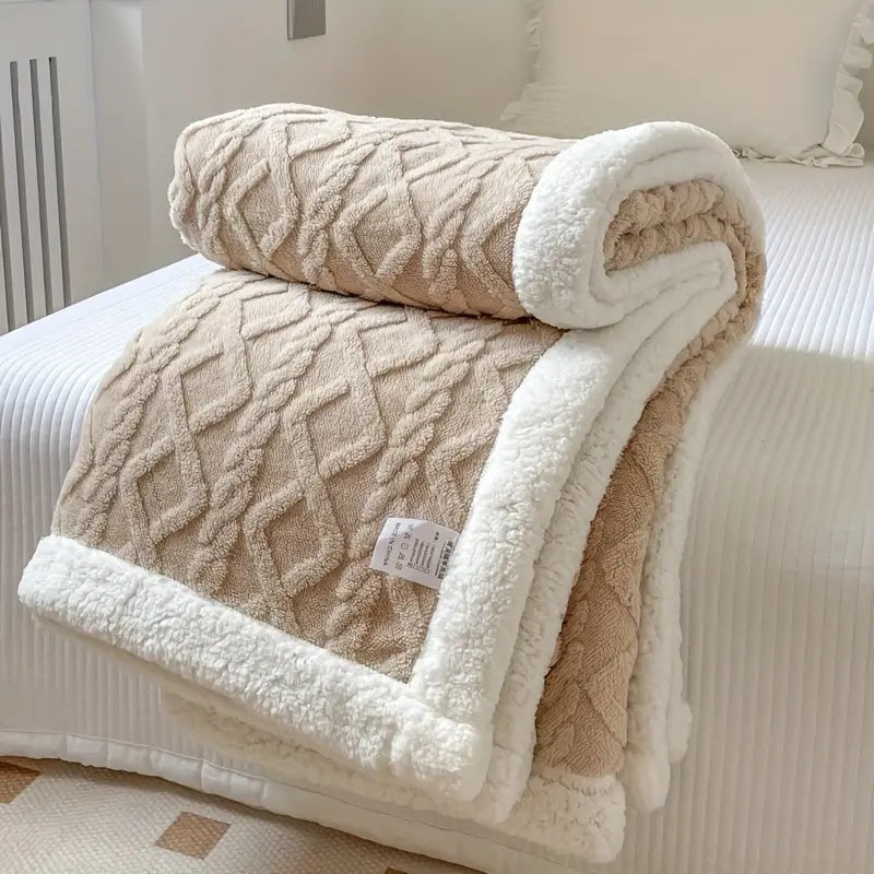 Manta de forro polar Sherpa suave - Edredón reversible de lujo para calidez y comodidad en casa y al aire libre