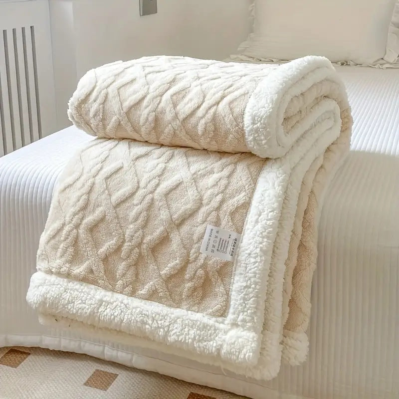 Manta de forro polar Sherpa suave - Edredón reversible de lujo para calidez y comodidad en casa y al aire libre