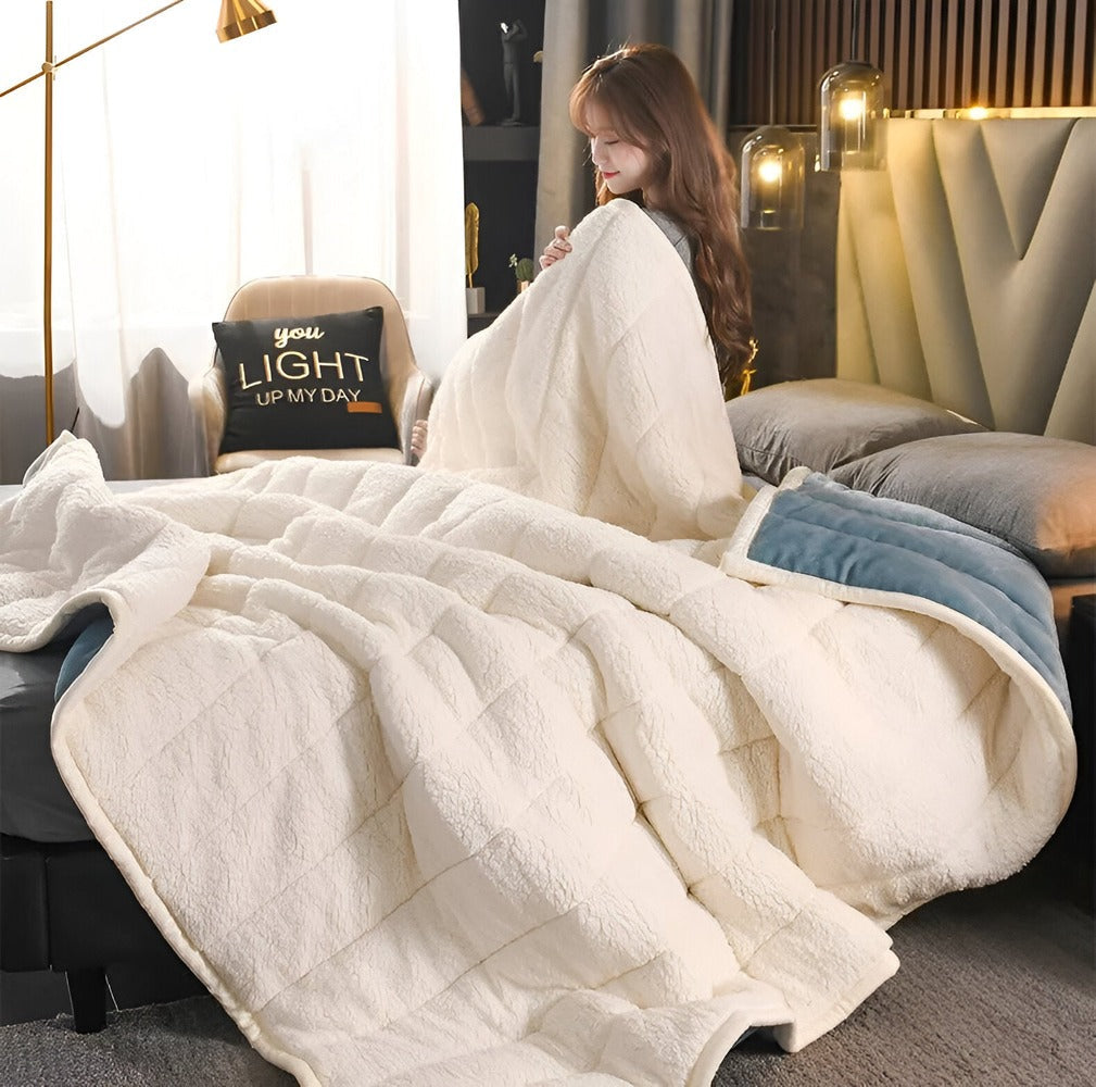 Manta de forro polar Sherpa acogedora – ultra suave, cálida y lujosa para cama y sofá