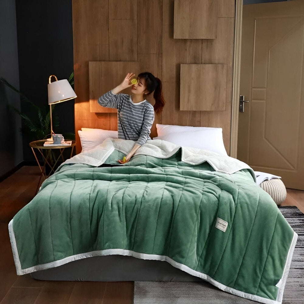 Manta de forro polar Sherpa acogedora – ultra suave, cálida y lujosa para cama y sofá