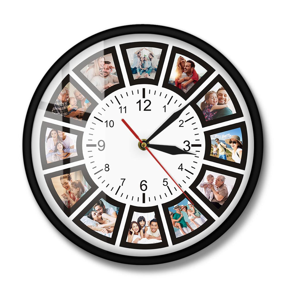 Camena - Reloj de Pared Personalizado Único con Fotos para Decoración Acogedora del Hogar