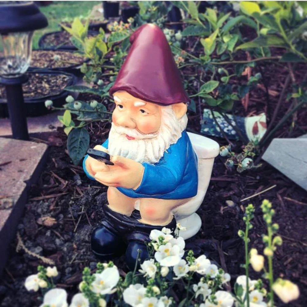 Sylpha - Figura de gnomo de jardín miniatura linda en resina para decoración de jardín divertida y humorística