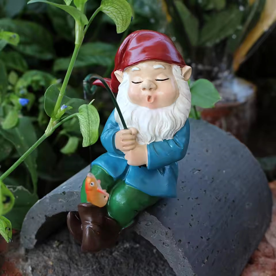 Ligeia - Encantadora figura de gnomo con palo para decoración interior y de jardín