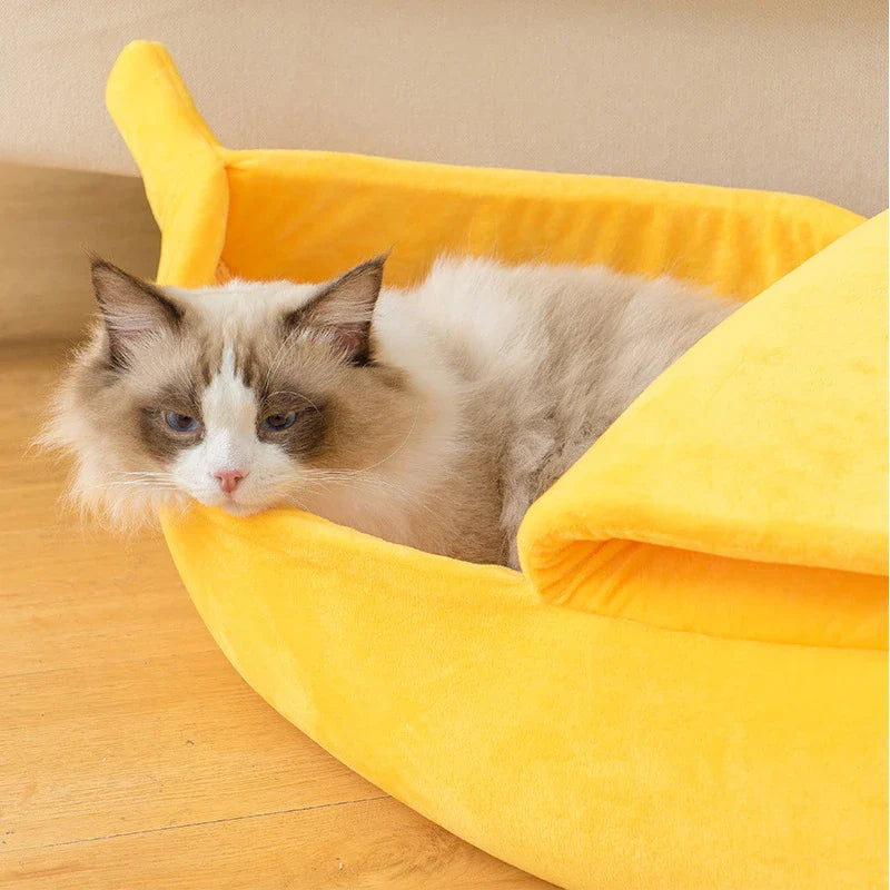 Cama suave y acogedora para gatos con un toque juguetón